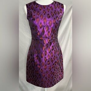 French Connection Size 4 Red and Purple Print Shimmery Dress Sleeveless
